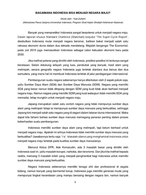 Bagaimana Indonesia Bisa Menjadi Negara Maju | PDF
