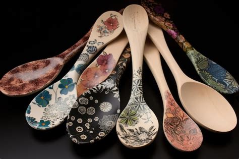 Premium AI Image | Stack of mixing spoons each one with a different ...