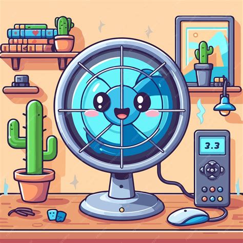 Premium Vector Cartoon Fan Cooling Air Illustration