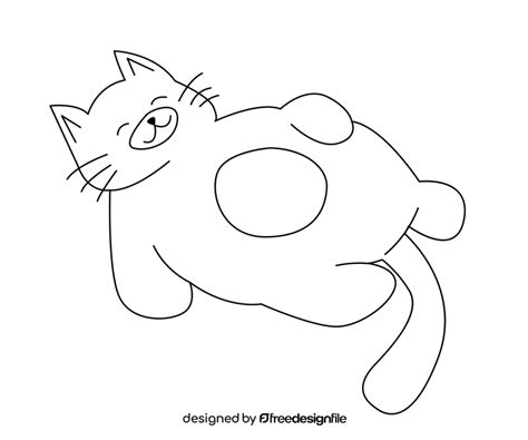 Fat Cat Overeating Black And White Clipart Free Download