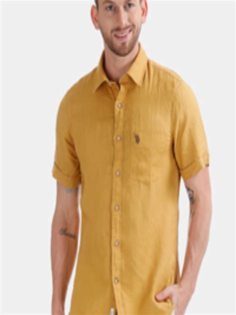 Buy U S Polo Assn Men Yellow Regular Fit Solid Casual Shirt Shirts