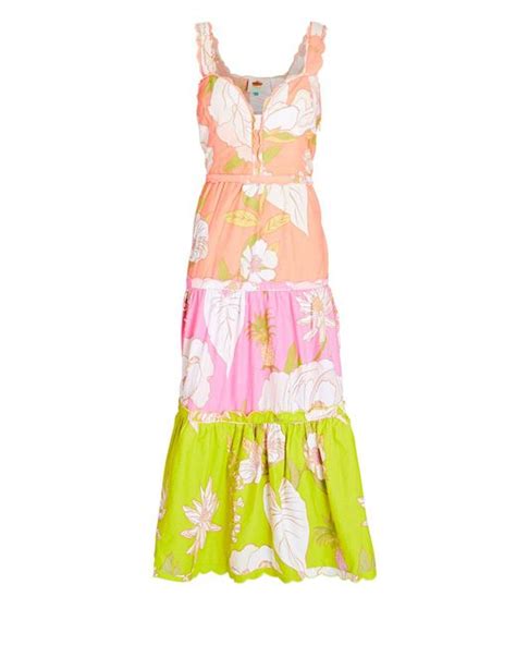 Farm Rio Mixed Neon Garden Midi Dress In Yellow Lyst Canada