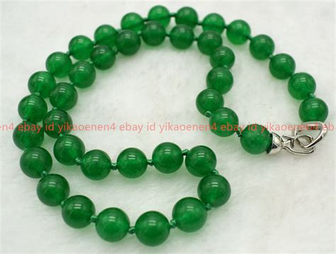 Handmade Natural 8 10 12mm Green Jade Gemstone Round Beads Necklace 16