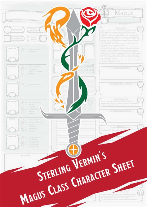 Magus Class Character Sheet Sterling Vermin Adventuring Co Dungeon