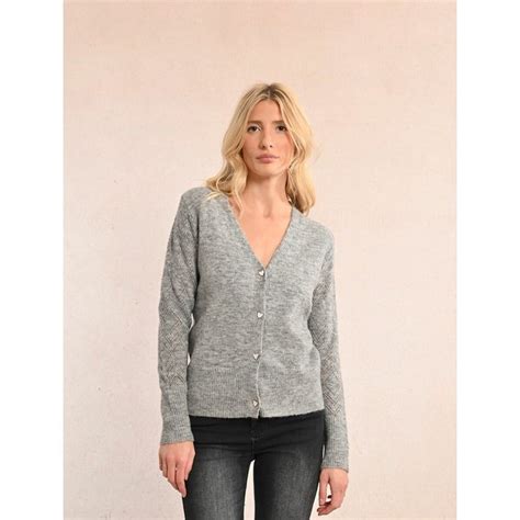 Openwork Knit Cardigan Grey Molly Bracken La Redoute