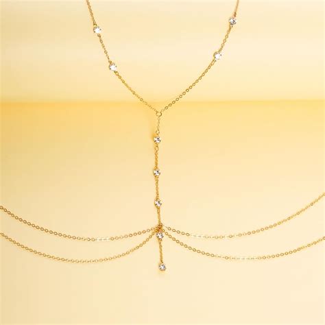 Amazon Topbuti Gold Sexy Body Chain Bra Bikini Belly Waist Body Chains Rhinestone Beach