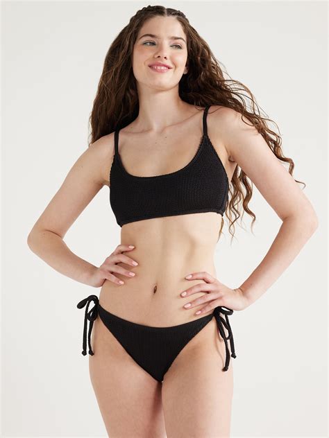 No Boundaries Crinkle Bralette Bikini Top And Bikini Bottoms Piece Set Sizes S Xxl Womens