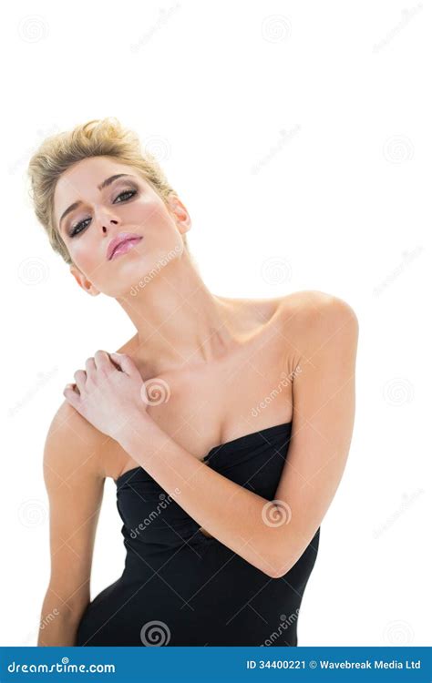 Unsmiling Passionate Blonde Model Posing Camera Stock Photos Free
