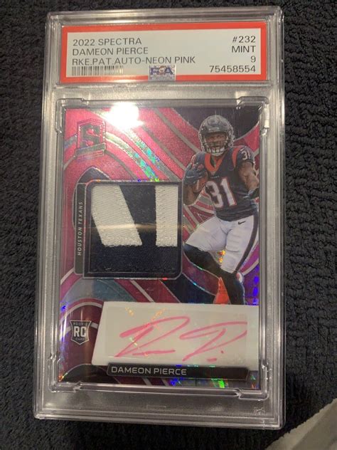 Panini Spectra Dameon Pierce Rookie Patch Auto Neon Pink Ebay