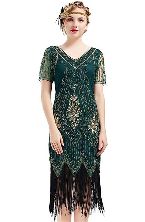 Amazon.com: BABEYOND 1920s Art Deco Fringed Sequin Dress 20s Flapper ...