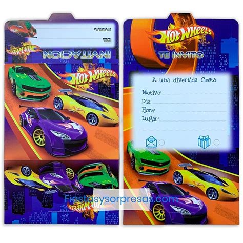 Tarjetas De Invitacion Hot Wheels Paquete X