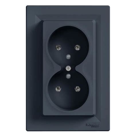 Prise Double Schneider Electric Asfora P T Anthracite