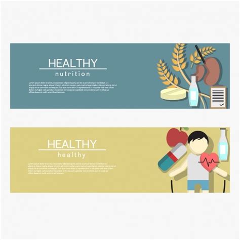 Free Vector Coloured Healthy Nutrition Banners