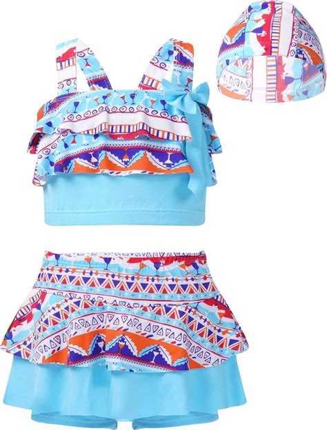 TTAO TTAO Mädchen Tankini Set Badeanzug Schwimmanzug Sommer Rüschen