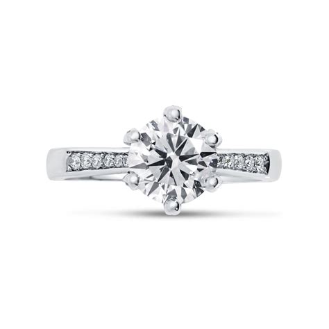 Four Claw Round Cut Pave Set Diamond Ring Rêve Diamonds