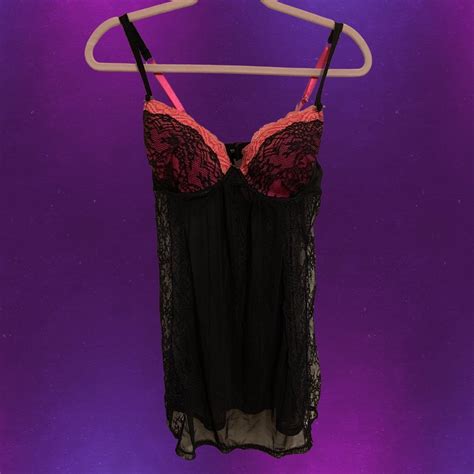 Y K Black Pink Lingerie Babydoll Top Size Depop