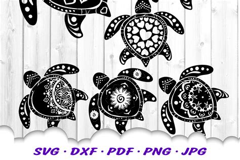 Mandala Sea Turtle Svg Dxf Cut Files Bundle