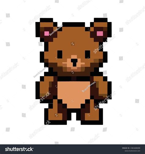 Teddy Bear Pixel Art Collection Funny Stock Vector Royalty Free