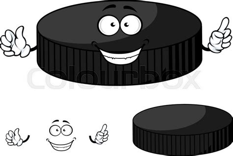 Happy cartoon hockey puck character ... | Stock vector | Colourbox