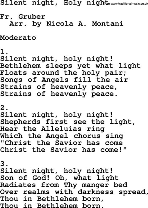 Catholic Hymns Song Silent Night Holy Night Lyrics And Pdf
