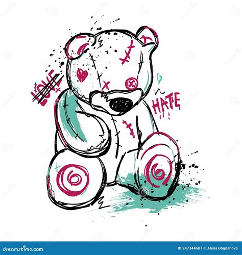 Ripped Teddy Bear Drawing