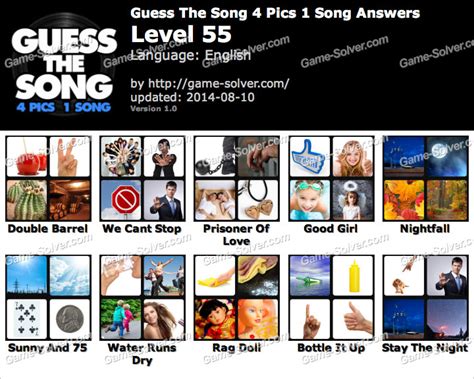 Guess The Song 4 Pics 1 Song Level 55 Game Solver