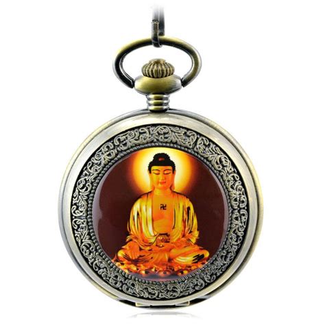 Reloj de bolsillo mecánico con diseño de Buda para hombre pulsera de