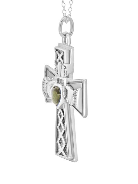 Connemara Marble Claddagh Cross Pendant Catholic Gifts