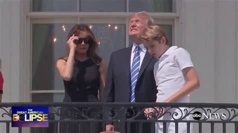 President Trump Looking At The Solar Eclipse Without Protective Glasses Twice Youtube