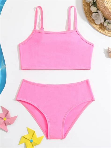 Niñas Bañador bikini liso Moda de Mujer SHEIN México