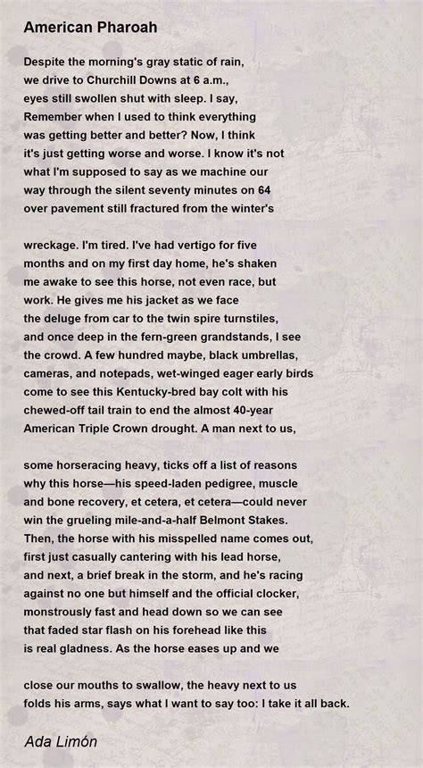 American Pharoah American Pharoah Poem By Ada Limón