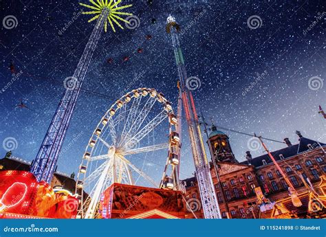 Amusement Park at the Center of Amsterdam at Night. Editorial Stock ...