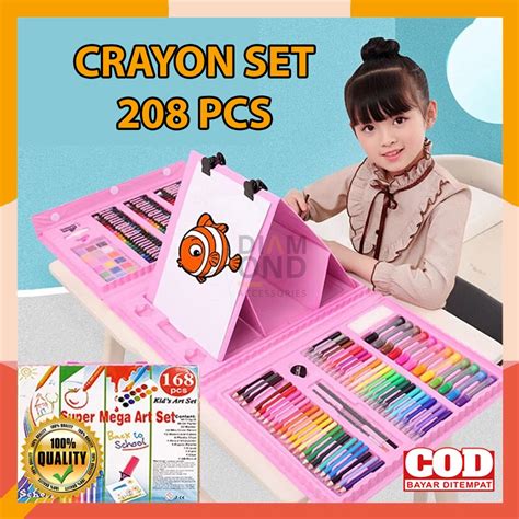 jual crayon set isi  pcs komplit crayon  set pensil warna alat