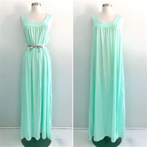 Vintage Intimates Sleepwear Vintage S Mint Green Slip Dress Gown Nightie Lingerie Poshmark
