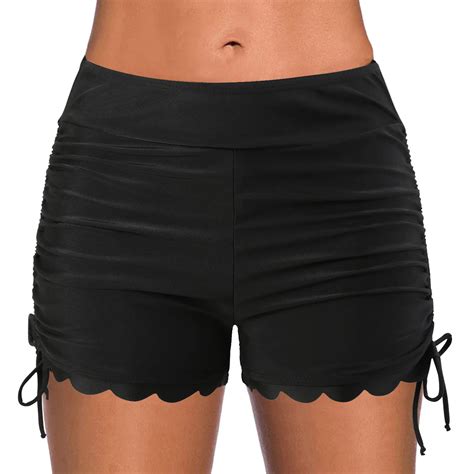 Womens Swimsuit Hot Bikini Bottoms Swim Shorts High Waisted Wide