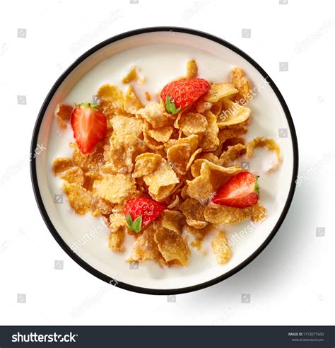 Bowl Of Frosted Flakes With Strawberries