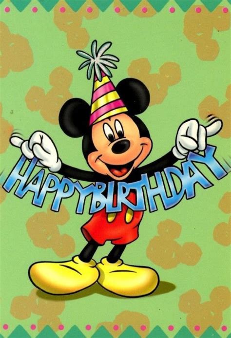 a mickey mouse birthday card with the words happy birthday on it