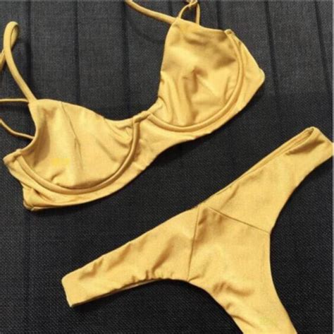 Sexy Pure Blue Gather Type Half A Cup Two Piece Bikini On Luulla