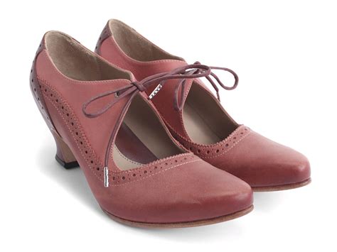 Lyra Red And Pink Brogued Lace Up Pump Fluevog Shoes