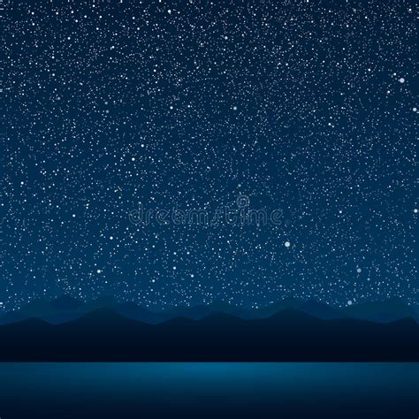 Silhouette Of Mountains Starry Sky Eps 10 Stock Vector