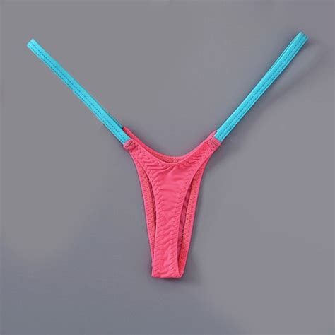 Women Underwear Mini Panties Deep V Thong Briefs Bikini Low Waist Color Block EBay
