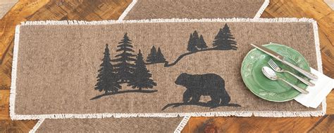 Mountain View Bear Table Runner 36 Inch Black Forest Decor