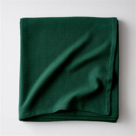 The Company Store Cotton Weave Dark Green Solid Full Woven Blanket Ko33