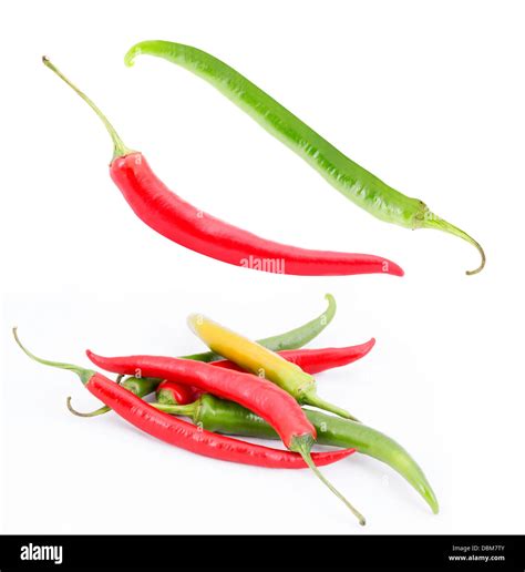 Red Hot Chili Pepper Set Isolated On A White Background Stock Photo Alamy