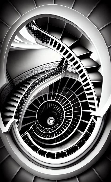 Endless Spiral Staircase Abstract Background Ai Generative Art Stock