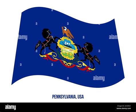 Pennsylvania Usa State Flag Waving Vector Illustration On White