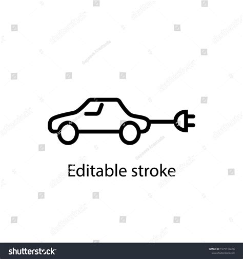 Electric Car Outline Icon Editable Stroke Stock Vector Royalty Free