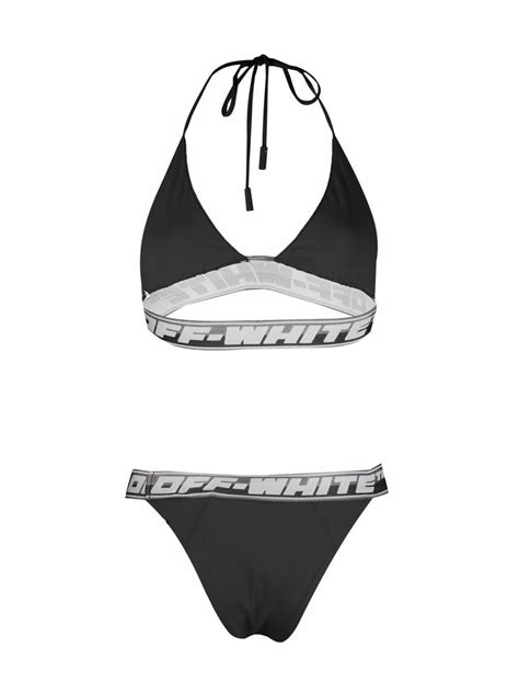 Off White Logo Band Bikini Set Farfetch