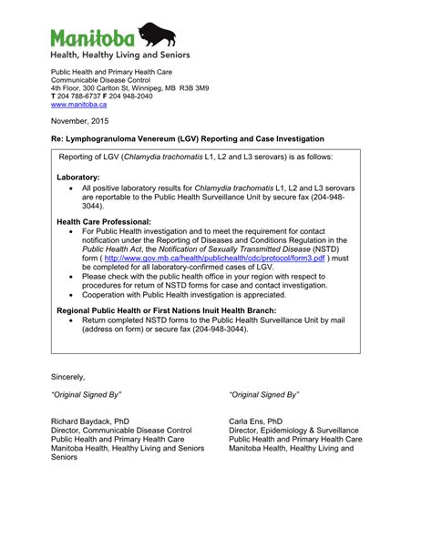 Lymphogranuloma Venereum (LGV) Reporting and Case Investigation - DocsLib