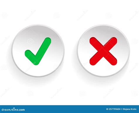 Green Check Mark And Red Cross Mark Icon Set Stock Vector